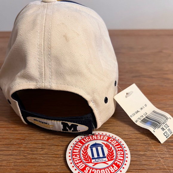 Vintage Michigan Wolverines Unisex Gold Blue Cream Football Ball Hat with Tags - Picture 2 of 10